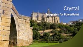  Presentation with roman - Slide set consisting of roman-bridge-and-cathedral-coria background and a ocean colored foreground