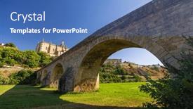  Presentation with roman - Presentation featuring roman-bridge-and-cathedral-coria background and a teal colored foreground