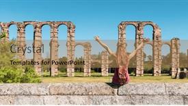  Presentation with aqueduct - Theme featuring roman-bridge-aqueduct-de-los background and a coral colored foreground