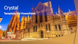  Presentation with dusk - Presentation having roman catholic kingdom - york minster cathedral sunset dusk background and a royal blue colored foreground