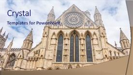  Presentation with blue sky - PPT theme featuring roman catholic kingdom - york minster cathedral with cloudy background and a sky blue colored foreground