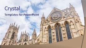  Presentation with plain clear navy blue blue and white cloudy - Colorful slide deck enhanced with roman catholic kingdom - york minster cathedral with cloudy backdrop and a sky blue colored foreground