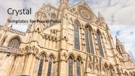  Presentation with blue sky - Theme enhanced with roman catholic kingdom - york minster cathedral with cloudy background and a coral colored foreground