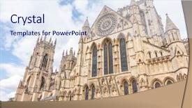  Presentation with england - Theme consisting of roman catholic kingdom - york minster cathedral with cloudy background and a sky blue colored foreground