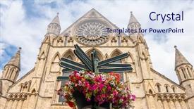  Presentation with plain clear navy blue blue and white cloudy - Colorful PPT theme enhanced with roman catholic kingdom - york minster cathedral with cloudy backdrop and a sky blue colored foreground