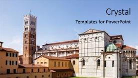  Presentation with roman catholic - Beautiful PPT layouts featuring roman catholic lucca cathedral duomo backdrop and a light blue colored foreground