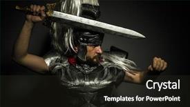  Presentation with roman army - Colorful PPT theme enhanced with roman centurion with armor backdrop and a wine colored foreground