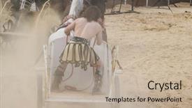  Presentation with gladiators - Colorful theme enhanced with roman chariot in a fight backdrop and a mint green colored foreground