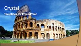  Presentation with rome italy - Beautiful theme featuring roman empire - colosseum in rome italy backdrop and a teal colored foreground