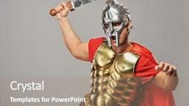  Presentation with roman soldier - Audience pleasing presentation theme consisting of roman empire - legionary soldier ready backdrop and a coral colored foreground