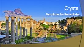 Presentation with forum - Presentation design featuring roman forum in rome background and a cobalt blue colored foreground