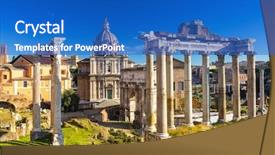  Presentation with forum - Amazing presentation theme having roman forum view city square backdrop and a teal colored foreground