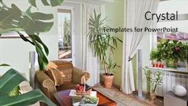  Presentation with plants - Colorful PPT layouts enhanced with roman furniture - part of classic drawing-room interior backdrop and a light gray colored foreground