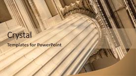  Presentation with roman column - PPT theme featuring roman government - ionian column capital architectural detail background and a coral colored foreground