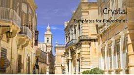  Presentation with ancient roman myths - Audience pleasing presentation design consisting of roman home - ancient mdina popular attraction backdrop and a coral colored foreground