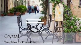  Presentation with italian food desserts - Cool new PPT layouts with roman home - cozy italian terrace backdrop and a light gray colored foreground