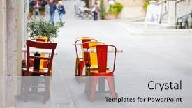  Presentation with history renaissance italian - Slide set consisting of roman home - cozy italian terrace background and a light gray colored foreground