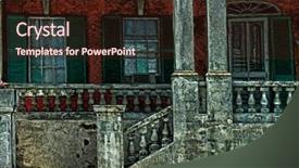  Presentation with house window - Presentation design consisting of roman home - house with railing old rustic background and a wine colored foreground