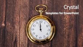  Presentation with vintage clock - Audience pleasing PPT theme consisting of roman home - vintage golden clock showing midnight backdrop and a tawny brown colored foreground