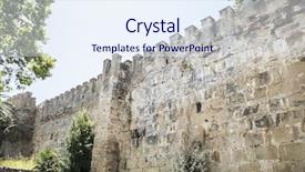  Presentation with castle wall - Amazing slide set having roman home - wall and tower of medieval backdrop and a sky blue colored foreground