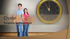  Presentation with young athletes box jumping - Cool new presentation theme with roman home - young couple holding moving boxes backdrop and a coral colored foreground