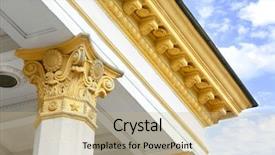  Presentation with roman column buildings neoclassical - Slide deck consisting of roman government - closeup of building in neoclassical background and a  colored foreground