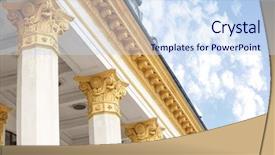  Presentation with roman column buildings neoclassical - Beautiful presentation theme featuring roman government - closeup of building with columns backdrop and a sky blue colored foreground
