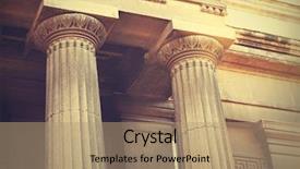  Presentation with greek columns - Audience pleasing slides consisting of greek roman buildings - closeup of building with columns backdrop and a coral colored foreground