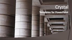 Presentation with modern building - Cool new presentation theme with columns in a row russia backdrop and a tawny brown colored foreground