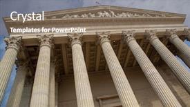  Presentation with justice - Slide deck enhanced with greek solider - vintage old justice courthouse column background and a coral colored foreground