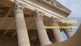  Presentation with greek column - Amazing PPT theme having greek roman buildings - vintage old justice courthouse column backdrop and a tawny brown colored foreground