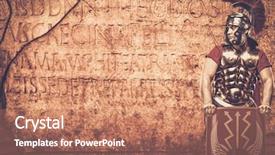  Presentation with roman soldier - Beautiful presentation theme featuring roman legionary soldier in front backdrop and a coral colored foreground