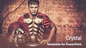  Presentation with roman soldier - Slides with roman legionary soldier in front background and a coral colored foreground