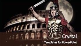  Presentation with roman soldier - Audience pleasing PPT theme consisting of roman legionary soldier in front backdrop and a tawny brown colored foreground