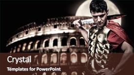  Presentation with roman soldier - PPT theme having roman legionary soldier in front background and a tawny brown colored foreground