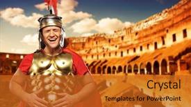  Presentation with roman soldier - Cool new presentation theme with roman legionary soldier in front backdrop and a gold colored foreground