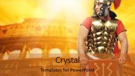 Presentation with roman soldier - Amazing presentation theme having roman legionary soldier in front backdrop and a gold colored foreground