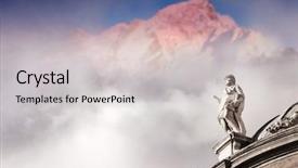  Presentation with mountain top - PPT theme featuring roman myhology - heavenly scene of an ancient background and a light gray colored foreground
