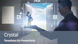  Presentation with roman - PPT layouts featuring roman numeral - businesswoman showing a cup held background and a ocean colored foreground