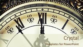  Presentation with vintage clock - Cool new presentation design with roman numeral - close up on vintage clock backdrop and a soft green colored foreground