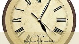  Presentation with vintage clock - Cool new slides with roman numeral - old clock isolated on white backdrop and a yellow colored foreground