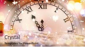  Presentation with snow covered trees and falling - Beautiful slides featuring roman numeral - snow falling against christmas yellow backdrop and a  colored foreground