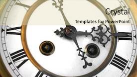  Presentation with vintage clock - Theme featuring closeup detail of multi color fabric texture samples background and a dark gray colored foreground