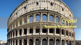  Presentation with rome italy - Slide deck consisting of roman pillars - colosseum the world famous landmark background and a violet colored foreground