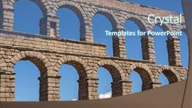  Presentation with ancient ruins - Cool new PPT theme with roman pillars - segovia aqueduct ruins of ancient backdrop and a ocean colored foreground