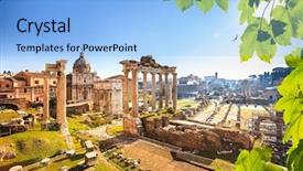  Presentation with rome italy - PPT theme featuring roman ruins in rome italy background and a light blue colored foreground