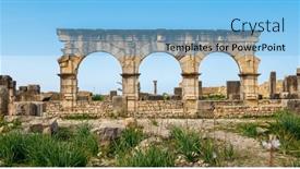  Presentation with roman ruins - Slide deck with roman-ruins-of-volubilis-meknes background and a light blue colored foreground