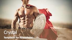  Presentation with gladiator - Beautiful presentation featuring roman sheild - gladiator image of a well-built backdrop and a coral colored foreground
