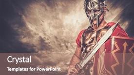  Presentation with roman soldier - Cool new slides with roman sheild - legionary soldier against stormy sky backdrop and a coral colored foreground