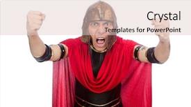  Presentation with gladiator - Slide deck with roman soldier - gladiator isolated on white background and a lemonade colored foreground